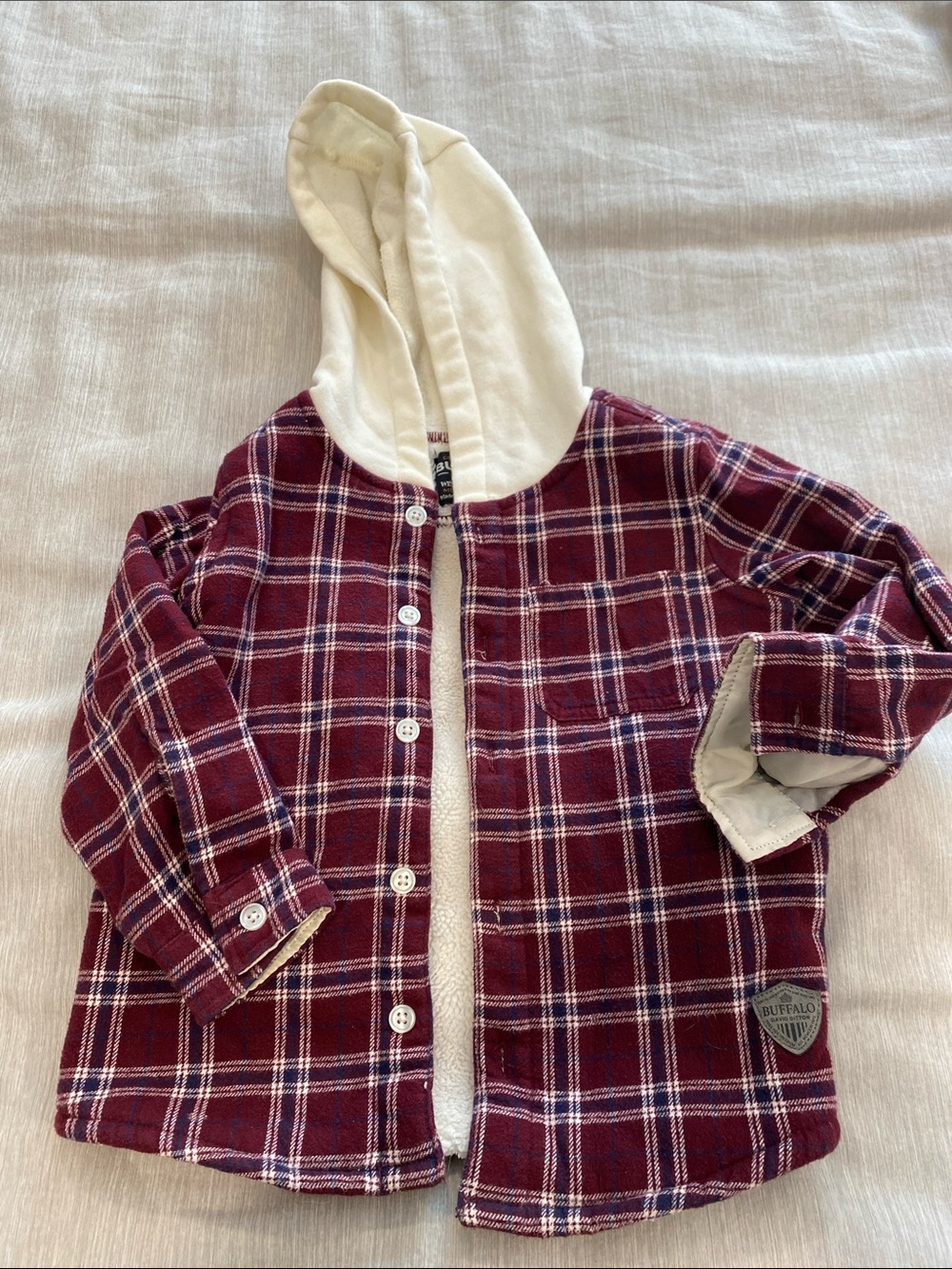 Buffalo David Bitton Maroon Plaid Hooded Flannel Jacket
